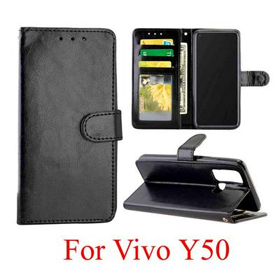 Crazy Horse Pattern Double Folded Edge Left and Right Flip Mobile Phone PU Leather Case with Photo Frame for Vivo Y50