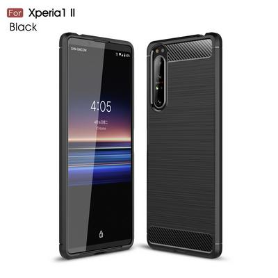 Carbon Fiber Pattern Brushed Shockproof Soft TPU Back Cover Case for Sony Xperia 10 II