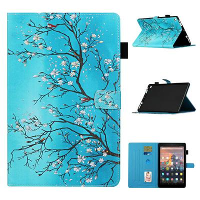 Colored Painting Shockproof PU Leather + Soft TPU Tablet Case with Card Slots and Pencil Holder for Amazon Fire HD 10 (2017)
