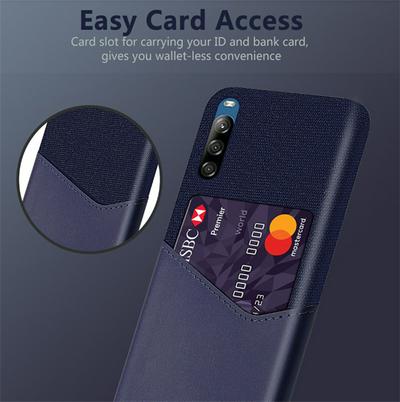Cloth Pattern Drop-proof Shockproof Hard PC Back Cover Phone Case with Card Slots for Sony Xperia L4