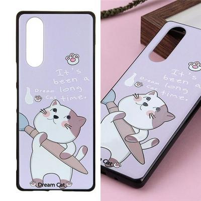 Colored Painting Dreaming Cat Animal Pattern Soft TPU Back Cover Case for Sony Xperia 5