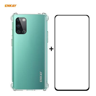 ENK-PC0632 2 in 1 Four Corners Thickened Anti-drop Transparent Soft TPU Phone Case + 0.26mm 9H 2.5D Full Coverage Screen Protector for OnePlus 8T