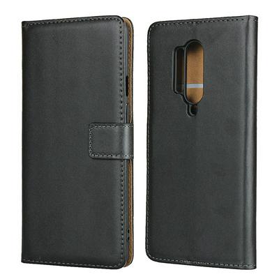 Plain Weave Shock-Absorption Side Flip Genuine Leather + Soft TPU Magnetic Buckle with Card Slots and Stand Wallet Case for OnePlus 8 Pro