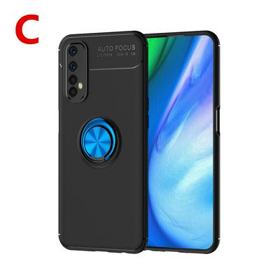 For Oppo Realme 7 Metal Ring Bracket All-inclusive Shock Absorption Anti-fall Soft TPU Back Cover Case