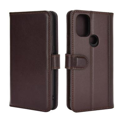 Solid Color Shock-Absorption Side Flip Genuine Leather + Soft TPU Magnetic Buckle with Card Slots and Stand Wallet Case for OnePlus Nord N10 5G