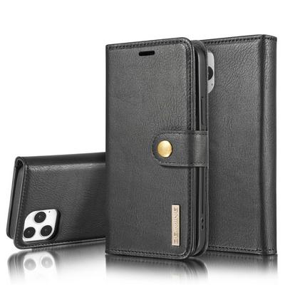 DG.MING Two-fold Cowhide Pattern Scratch Resistant Detachable PU Leather Wallet Phone Case with Card Slots for iPhone 12 Pro Max(6.7)