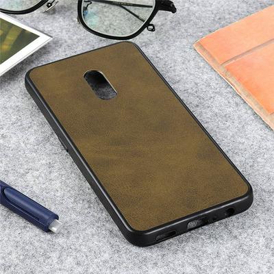 Leather-coated Phone Case for OnePlus 7, Calfskin Grain Shockproof Protective Case
