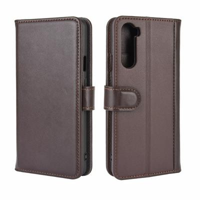 Litchi Pattern Shock-Absorption Side Flip Genuine Leather + Soft TPU Magnetic Buckle with Card Slots and Stand Wallet Case for OnePlus Nord 