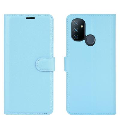 Lychee Pattern Side Flip Scratch Resistant PU Leather Wallet Phone Case with Stand and Card Slots for OnePlus Nord N100