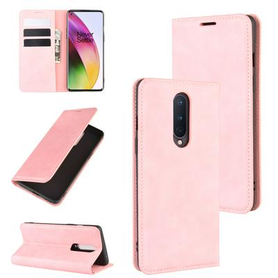 Solid Color Side Flip Shockproof Magnetic Attraction PU Leather + Soft TPU with Card Slots and Stand Wallet Protective Case for OnePlus 8