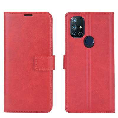 Square Buckle Calf Pattern Side Flip Scratch Resistant PU Leather +TPU Wallet Phone Case with Stand and Card Slots for OnePlus Nord N10 5G