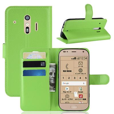 Lichee Pattern Side Flip Wallet Style PU Leather + Soft TPU Card Holder with Stand and Magnetic Buckle Case for Fujitsu F-01L
