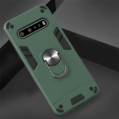 2 in 1 Detachable Shockproof Anti-Scratch Soft TPU + Hard PC with Magnetic Ring Bracket Back Cover Case for LG V60 ThinQ 5G