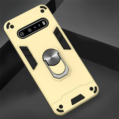 2 in 1 Detachable Shockproof Anti-Scratch Soft TPU + Hard PC with Magnetic Ring Bracket Back Cover Case for LG V60 ThinQ 5G