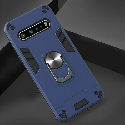 2 in 1 Detachable Shockproof Anti-Scratch Soft TPU + Hard PC with Magnetic Ring Bracket Back Cover Case for LG V60 ThinQ 5G