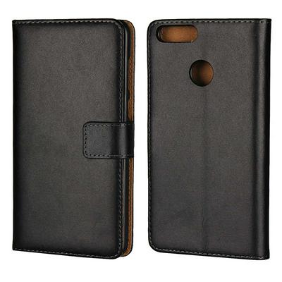 Plain Weave Shockproof Anti-Scratch Side Flip Genuine Leather + Soft TPU Card Slots with Magnetic Buckle and Stand Wallet Protective Case for Huawei Honor 7X
