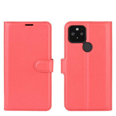 Solid Color Pattern Left and Right Open Scratch Resistant PU Leather Phone Cover with Stand and Card Slots for Google Pixel 5