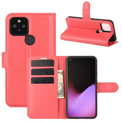 Solid Color Pattern Left and Right Open Scratch Resistant PU Leather Phone Cover with Stand and Card Slots for Google Pixel 5 XL