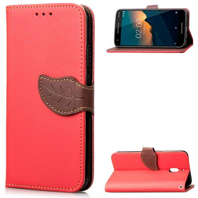 Wrist Strap PU Leather + Soft TPU Card Holder with Leaf Magnetic Buckle and Stand Support Wallet Case for Nokia 2.1