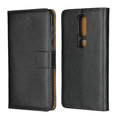 Solid Color Shockproof Anti-Scratch Side Flip Genuine Leather + Soft TPU Card Slots with Magnetic Buckle and Stand Wallet Protective Case for Nokia 6.1 Plus / X6