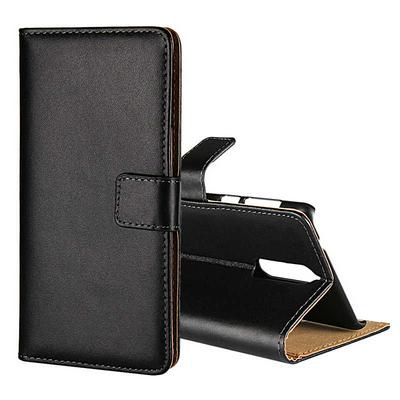 Plain Weave Shockproof Anti-Scratch Side Flip Genuine Leather + Soft TPU Card Slots with Magnetic Buckle and Stand Wallet Protective Case for Nokia 8