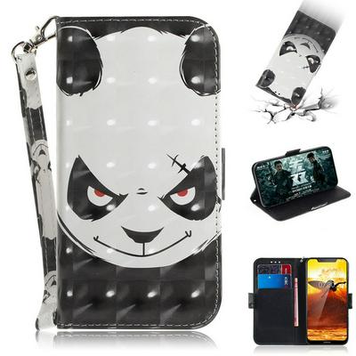 3D Color Painted Tiger Lion Peacock Orchid Mandala PU Leather + Soft TPU Card Slots with Strap and Stand Wallet Protective Cover Case for Nokia 8.1 / X7