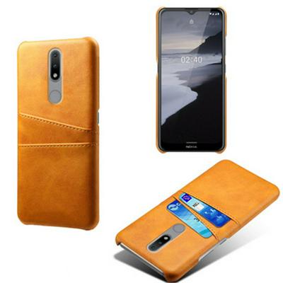 Extra Thinness Premium Cowhide Leather Vintage Shockproof All-Inclusive Hard PC + TPU with Card Slot Cover Case for Nokia 2.4