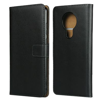 Plain Weave Shock-Absorption Side Flip Genuine Leather + Soft TPU Magnetic Buckle with Card Slots and Stand Wallet Case for Nokia 5.3