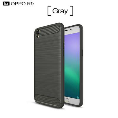 Carbon Fiber Pattern Brushed Metal Soft TPU Back Cover Case for OPPO R9