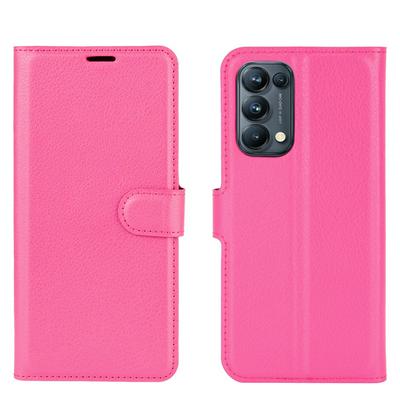 Side Flip Lychee Pattern Scratch Resistant PU Leather Wallet Phone Case with Stand and Card Slots for Oppo Reno5 Pro 5G