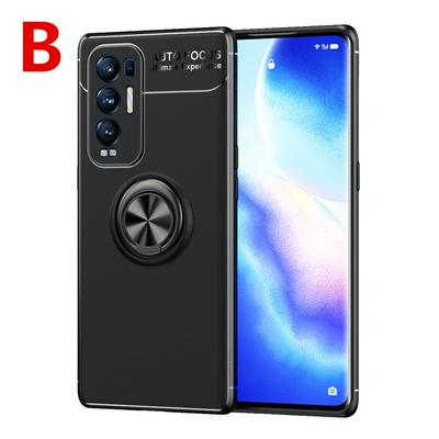 For Oppo Reno5 Pro+ 5G Metal Ring Bracket All-inclusive Shock Absorption Anti-fall Extra Thin Soft TPU Back Cover Case