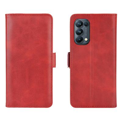 Double Buckle Side Flip Scratch Resistant PU Leather Wallet Phone Case for Oppo Reno5 Pro 5G