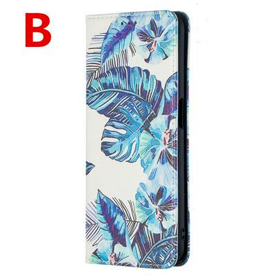 Color Painted Magnetic Closure Cute Cartoon Pattern Side Flip Scratch Resistant PU Leather Wallet Phone Case with Stand for Oppo A52