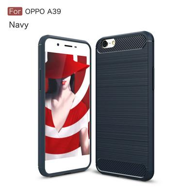 Carbon Fiber Pattern Brushed Metal Soft TPU Back Cover Case for OPPO A39 / A57