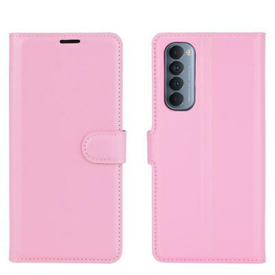 Lychee Pattern Side Flip Scratch Resistant PU Leather Wallet Phone Case with Stand and Card Slots for Oppo Reno4 Pro