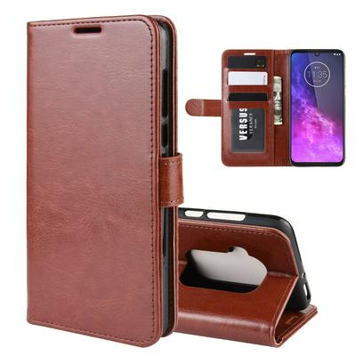 R64 Pattern Single Fold Edge Side Flip Shockproof PU Leather + Soft TPU Card Slots with Picture Frame and Stand Wallet Protective Case for Motorola One Zoom/Motorola One Pro