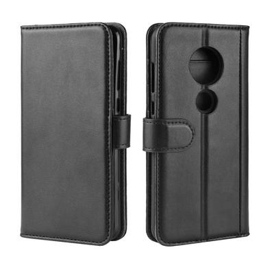 Litchi Pattern Shockproof Anti-Scratch Side Flip Genuine Leather + Soft TPU Card Slots with Stand and Magnetic Buckle Wallet Case for Motorola Moto G7 / G7 Plus