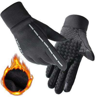 Extended Wrist Design Winter Men Women Plus Velvet Thick Outdoor Sports Riding Running Skiing Touch Screen Non-Slip Full Finger Warm Gloves