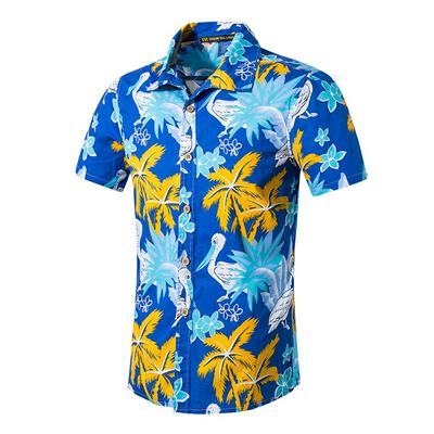 Mens Hawaiian Shirt Male Casual Printed Beach Shirts Short Sleeve Summer Men Clothing 