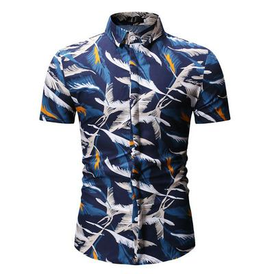 Men's Casual Beach Shirt Short-sleeved Button-down Printed Top