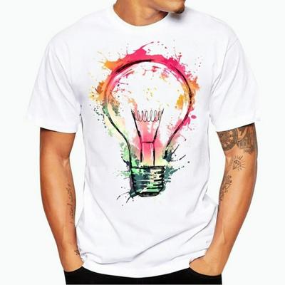 Men's Loose Printed T-shirt O-Neck Short-sleeved Top for Summer - Design A