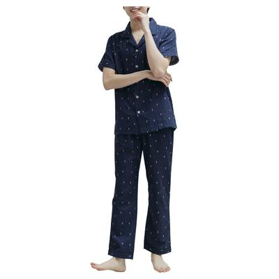 Summer Couple Pajamas Suits Cotton Gauze Men's Cotton Home Clothes Non-printed Japanese