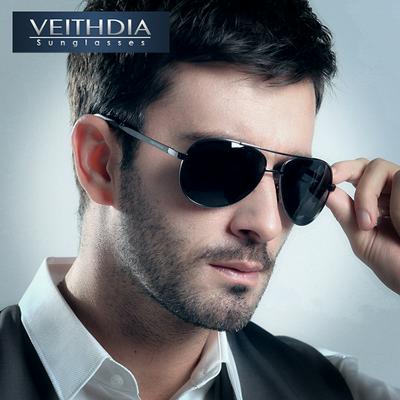 VEITHDIA 1306 UV400 Premium Metal Frame Men Polarized Aviator Sunglasses for Fishing Driving