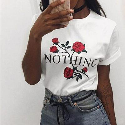 Women's T-shirt Rose Short-sleeve O-neck Summer Tees Tops