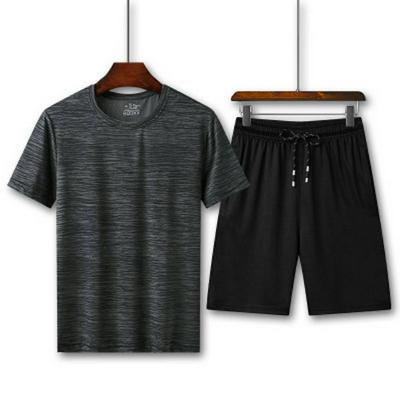 Summer Men's Casual Short-sleeved Suit Sports Running Two-piece Ice Silk Quick-drying Fitness Set