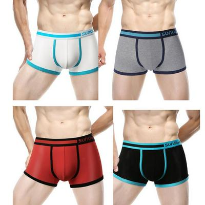 4pcs Men's Lycra Cotton Briefs Comfortable U Convex Boxer Briefs