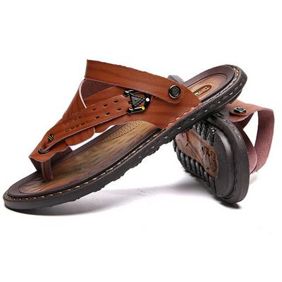 Men's Sandals Casual Non-slip Sewing Shoes Leather Large Size 