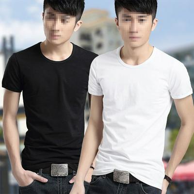 Solid Color Men's Round Neck Short-sleeved T-shirt Men's T-shirt Cotton Solid Color Bottoming Shirt