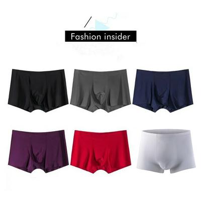6pcs L-3XL Size Spandex 3D Crotch Nylon Seamless Men Luxury Silk Antibacterial Boxers Underwear 