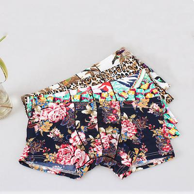 5pcs M-2XL Size Summer Print Ice Silk Low Waist Sexy Breathable Men Underpants Boxer 